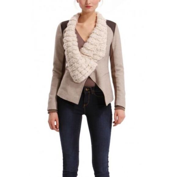 Desigual Jacket Wool Chunky Knit Faux Fur Art to Wear Boho Fall Winter Size 8 - Picture 2 of 16